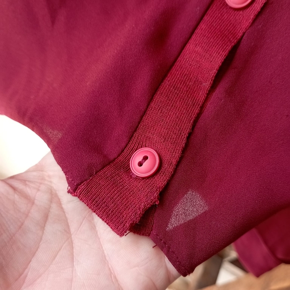 Maroon Sheer and Fineknit Top - Picture 4 of 11